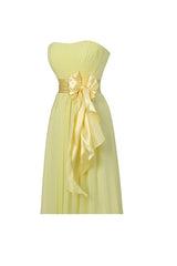 Yellow Sweetheart Chiffon Bridesmaid Prom Dresses Long Evening Gowns