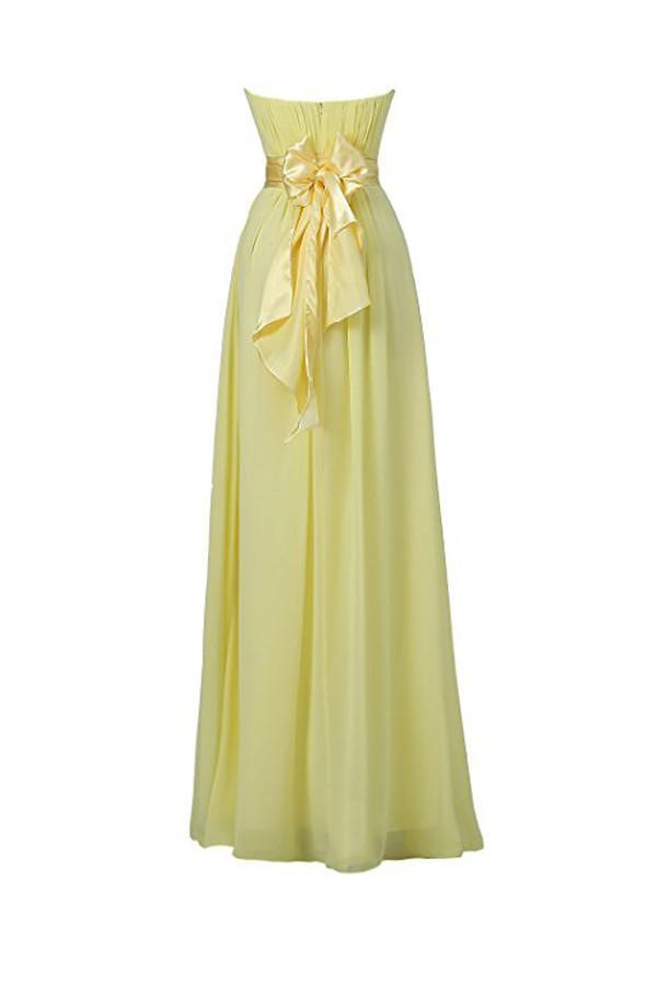 Yellow Sweetheart Chiffon Bridesmaid Prom Dresses Long Evening Gowns